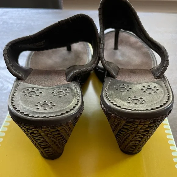 Jack Rogers Del Mar Mid Caned Wedge Sandal, dark brown, size 9 - Picture 3 of 6